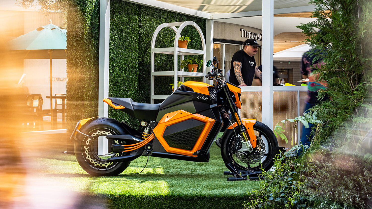 Verge TS Motorcycle at display in the sunny California retail store