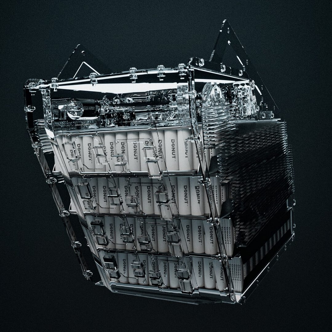 hight-performance-v2 A complex, transparent mechanical cube featuring various intricate components and structures, including labeled panels and wires. The cube is suspended against a dark background, suggesting a technological or futuristic design.